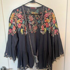 Johnny Was Embroidered Kimono Style Top